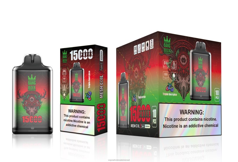 סיגריה אלקטרונית ללא ניקוטין - Bang Box s1-15000 שאיפות קרח ברי משולש XFRF6104