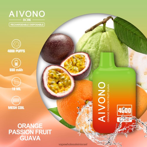 Vape Wholesale Jerusalem - Aivono AIM BOXX 4000 גויאבה פסיפלורה כתומה T2JL60212