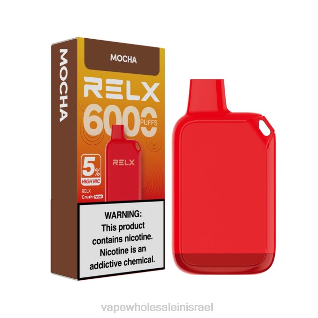 סיגריה אלקטרונית חד פעמית - RELX Crush Pocket 6000 5% גבוה nic מוקה VHRH25
