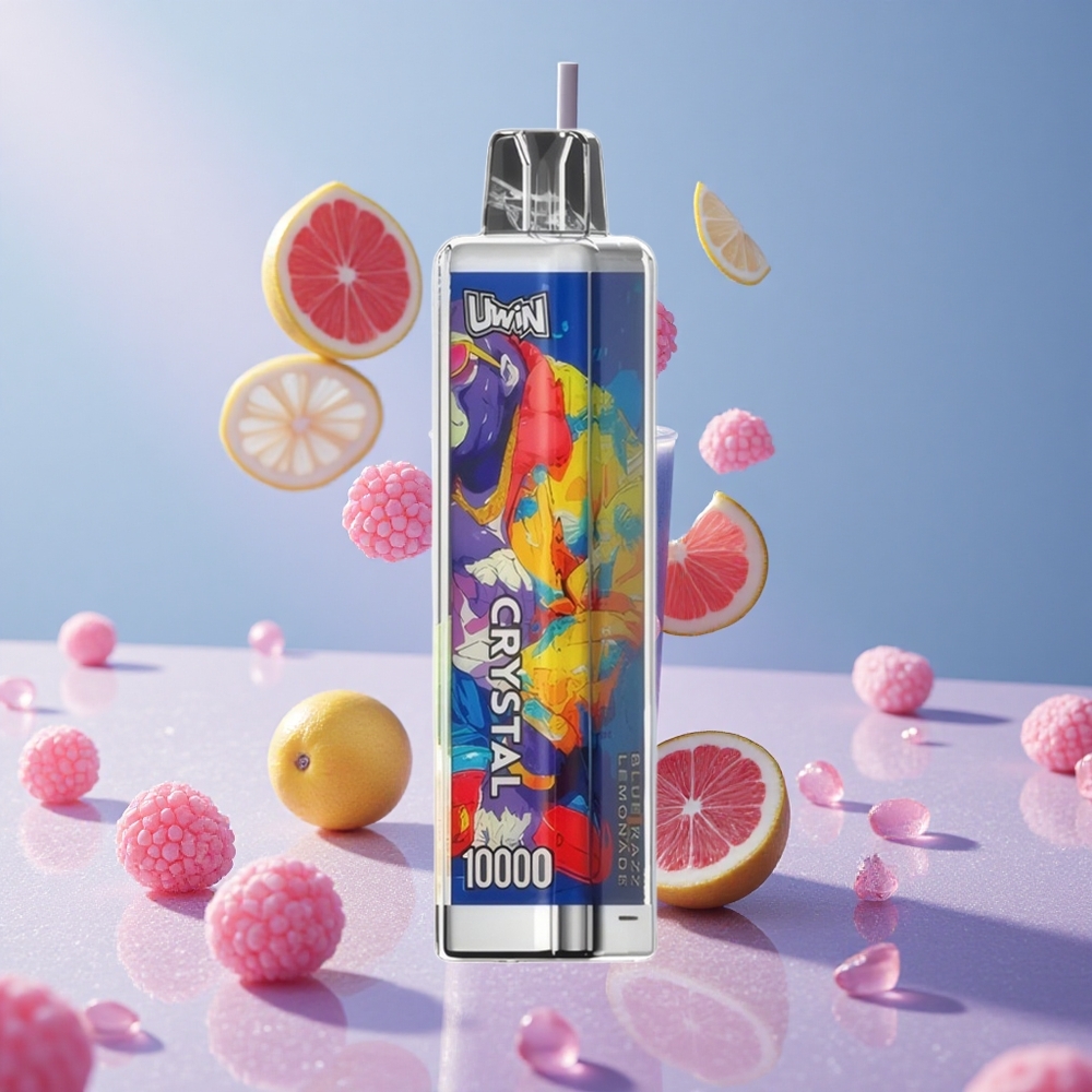 UWIN Crystal 10000 Puffs מנגנון רשת 0.8 אוהם פטל כחול לימונדה