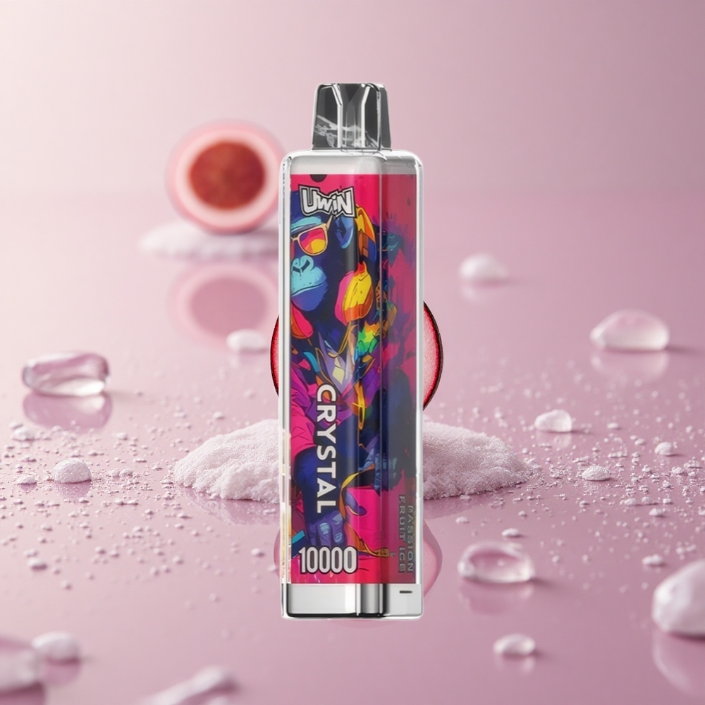UWIN Crystal 10000 Puffs פסיפלורה אייס עם תאורת RGB ו-18 מ"ל נוזל