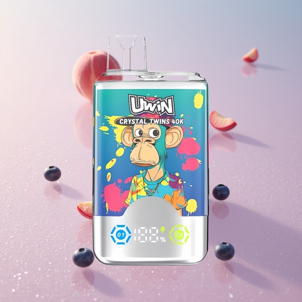 UWIN Crystal Twins 40000 Puffs אוכמניות בקרח אפרסק קרח קייצי סוללה נטענת 850mAh