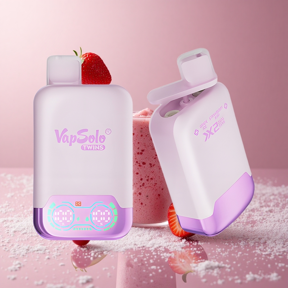 Vapsolo Twins 20000 Puffs ענב קרח & תות קיווי סוללה Type-C